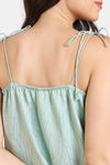 Zivame Coral Glaze Woven Shorts Set - Granite Green — thumbnail 7